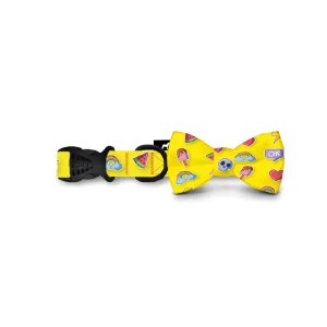 Collar Con Moño Para Perro Jack Pet Style Con Cintilla Reforzada, Costuras De Refuerzo En Forma De Zigzag Y Herraje De Acero Reforzado Con Punto De Soldadura. Color Amarillo.