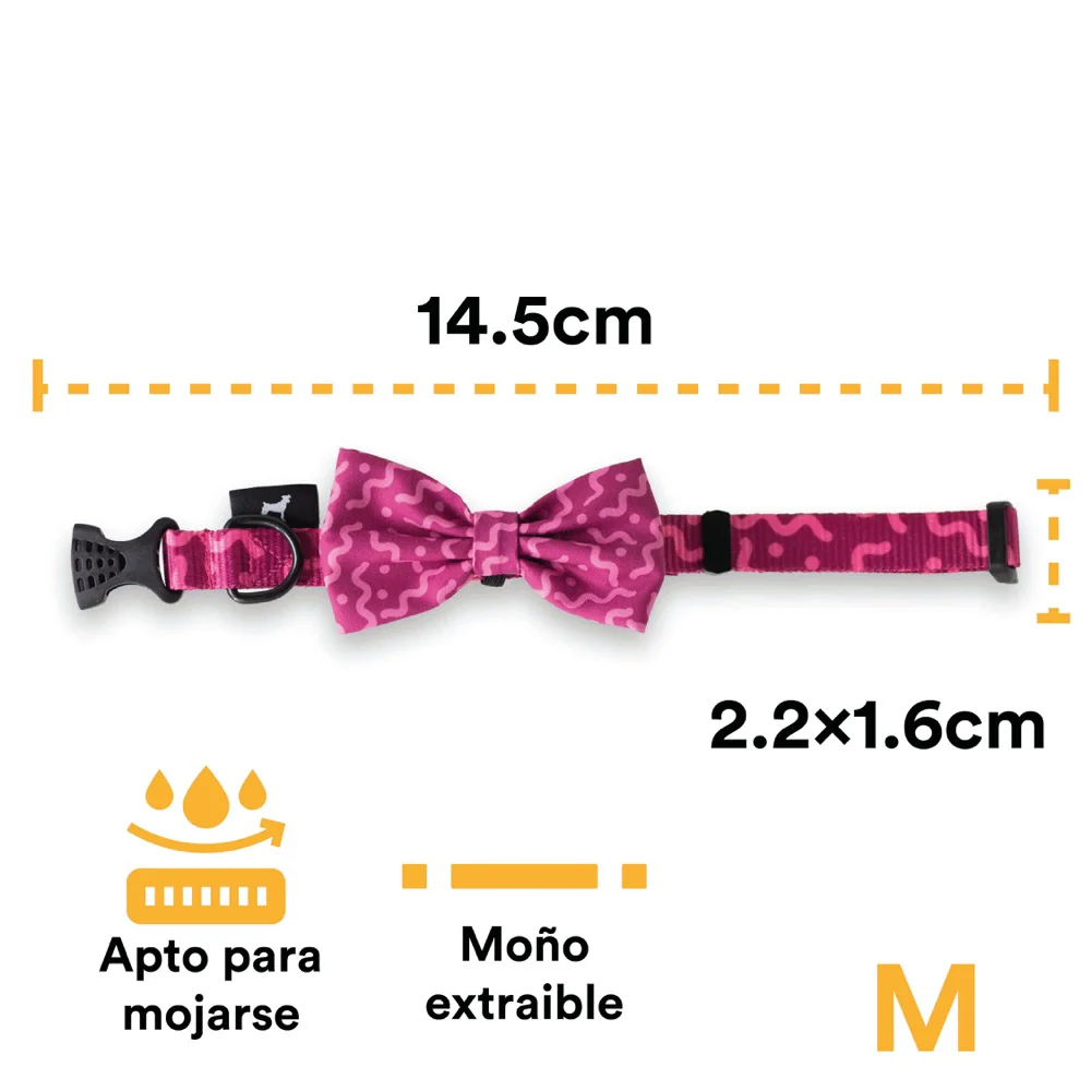 Collar Con Moño Para Perro Jack Pet Style Con Cintilla Reforzada, Costuras De Refuerzo En Forma De Zigzag Y Herraje De Acero Reforzado Con Punto De Soldadura. Color Fucsia. - Imagen 4