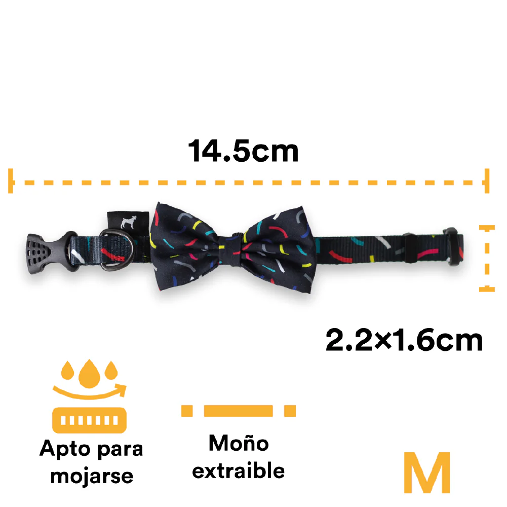 Collar Con Moño Para Perro Jack Pet Style Con Cintilla Reforzada, Costuras De Refuerzo En Forma De Zigzag Y Herraje De Acero Reforzado Con Punto De Soldadura. Color Negro. - Imagen 4