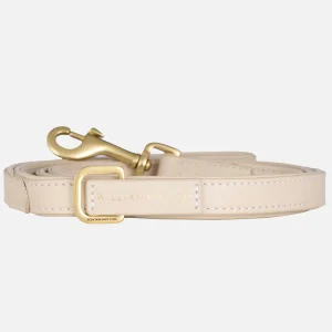 Correa para perro de cuero liso de alta calidad Almendra (beige)